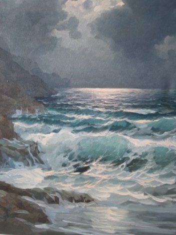 Pacific Moonlight, Carmel  1974 29x25 Original Painting - Alex Dzigurski Sr.