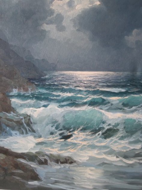 Pacific Moonlight, Carmel  1974 29x25 Original Painting by Alex Dzigurski Sr.