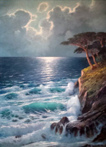 Untitled Seascape 49x39 Huge Original Painting - Alex Dzigurski Sr.