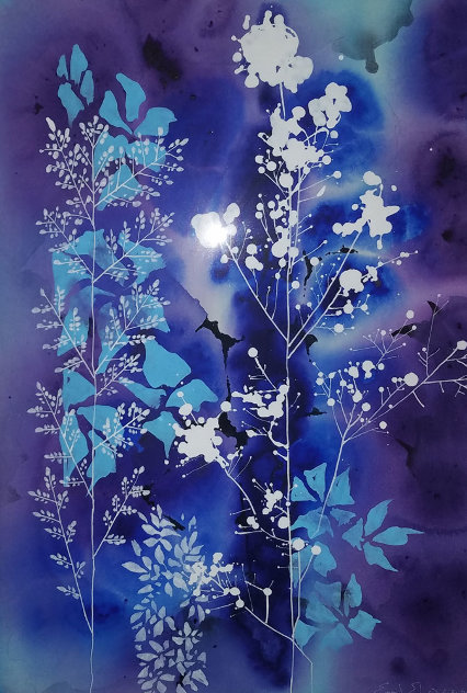 Blue And Purple Floral Watercolor Watercolor by Eyvind Earle