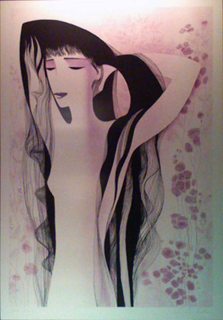 Girl With Raven Hair 1981 Limited Edition Print by Eyvind Earle Girl With Raven Hair 1981 Limited Edition Print by Eyvind Earle