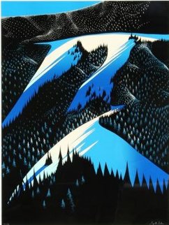 Black Evergreen Forest 1981 Limited Edition Print - Eyvind Earle Black Evergreen Forest 1981 Limited Edition Print - Eyvind Earle
