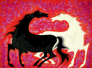 Two Wild Horses PP Limited Edition Print - Eyvind Earle Two Wild Horses PP Limited Edition Print - Eyvind Earle