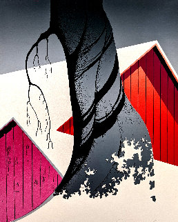 Red Barn and Grey Sky 1975 Limited Edition Print - Eyvind Earle Red Barn and Grey Sky 1975 Limited Edition Print - Eyvind Earle