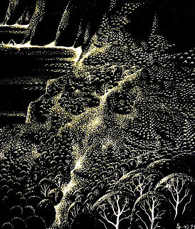 Coastline 1999 24x21 Original Painting - Eyvind Earle Coastline 1999 24x21 Original Painting - Eyvind Earle