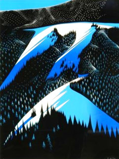 Black Evergreen Forest 1981 Limited Edition Print - Eyvind Earle Black Evergreen Forest 1981 Limited Edition Print - Eyvind Earle