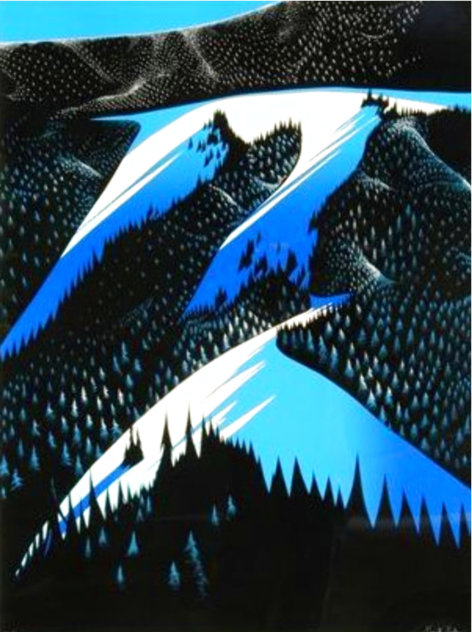 Black Evergreen Forest 1981 - Huge Limited Edition Print by Eyvind Earle