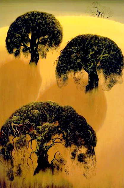 Three Oaks 1975 - Huge Limited Edition Print by Eyvind Earle