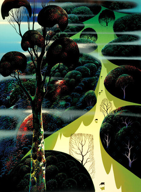 Barns By the Sea 1989 Serigraph 24x32 by Eyvind Earle - For Sale