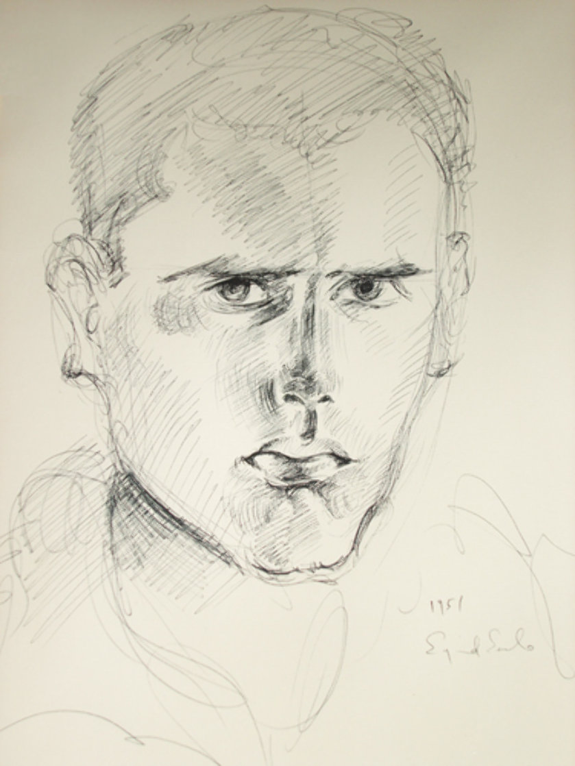 Self-Portrait Drawing 1951 Drawing by Eyvind Earle Self-Portrait Drawing 1951 Drawing by Eyvind Earle