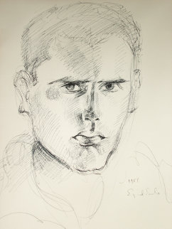 Self-Portrait Drawing 1951 Drawing - Eyvind Earle Self-Portrait Drawing 1951 Drawing - Eyvind Earle