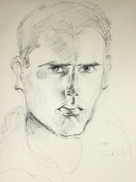 Self-Portrait Drawing  1951 Drawing by Eyvind Earle
