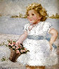 Petite Fille Aux Fleurs 34x30 Original Painting by Suzanne Eisendieck - 0