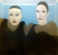 Models (Neil Dreyer And Other Model) Original Painting by Eugene Jardin - 0 Models (Neil Dreyer And Other Model) Original Painting by Eugene Jardin - 0