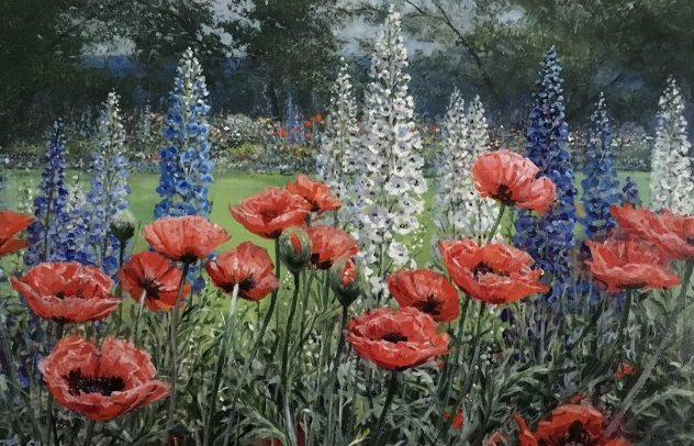 Poppies and Delphiniums 32x44 Original Painting by Peter Ellenshaw
