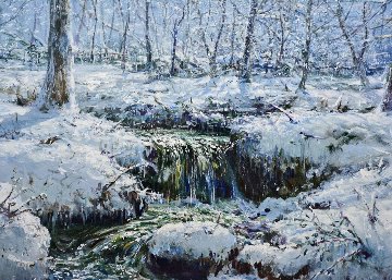 Vermont Winter 1982 36x42 - Huge - New England Original Painting - Peter Ellenshaw