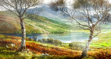 Lough Caragh 1975 44x76 Huge Irish Landscape Original Painting - Peter Ellenshaw Lough Caragh 1975 44x76 Huge Irish Landscape Original Painting - Peter Ellenshaw