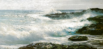 Golden Surf  1967 22x36 Original Painting - Peter Ellenshaw