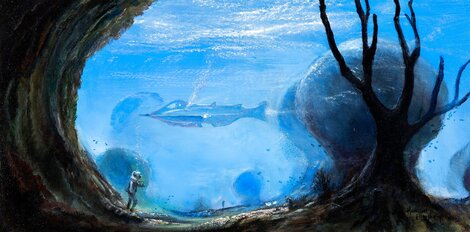 20,000 Leagues Under the Sea - Framed Giclee on Canvas - Huge - Disney Limited Edition Print - Peter Ellenshaw