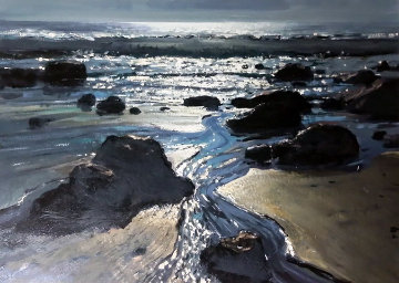 Untitled California Seascape 1961 12x16 Original Painting - Peter Ellenshaw Untitled California Seascape 1961 12x16 Original Painting - Peter Ellenshaw