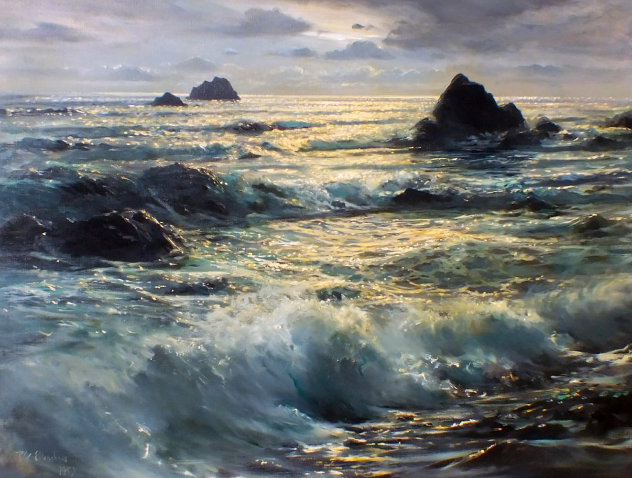Golden Hour - (California Seascape) 1957 47x37 Original Painting by Peter Ellenshaw