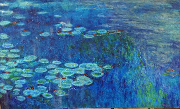 Blue Waterlilies 2012 36x60 Super Huge Original Painting - Russ Elliott Blue Waterlilies 2012 36x60 Super Huge Original Painting - Russ Elliott