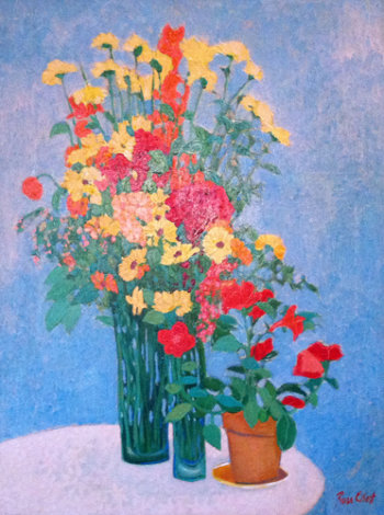Yellow Flowers 41x31 Huge Original Painting - Russ Elliott