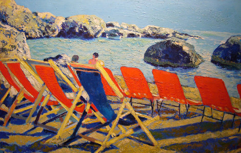 Tiberius Beach 1990 40x60 Huge - Greece Original Painting - Russ Elliott