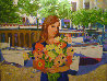 Girl with Flowers 1998 36x48 - Huge - Italy Original Painting by Russ Elliott - 0