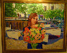 Girl with Flowers 1998 36x48 - Huge - Italy Original Painting by Russ Elliott - 2