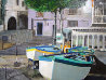 Positano Boats, Italy 1986 16x20 Original Painting by Russ Elliott - 1