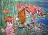 Wading Tigers 1982 30x40 - Huge Original Painting by Russ Elliott - 0