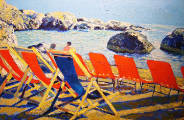 Tiberius Beach, Italy 2005 Embelliished Limited Edition Print - Russ Elliott Tiberius Beach, Italy 2005 Embelliished Limited Edition Print - Russ Elliott