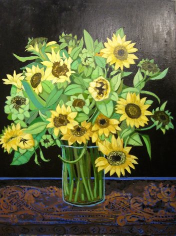 Sunflowers 2008 40x30 - Huge Original Painting - Russ Elliott