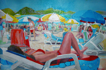 Copacabana Beach 2011 26x34 Original Painting - Russ Elliott