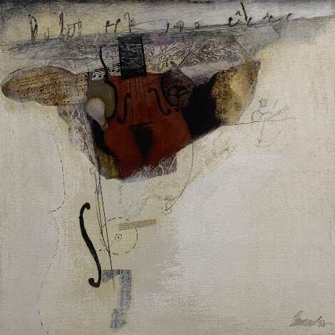 Ledger Line - Unique Monotype, 14x14 Works on Paper (not prints) - Babak Emanuel