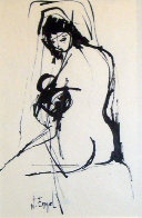Nude Woman Drawing 8x4 Drawing by Nissan Engel - 0