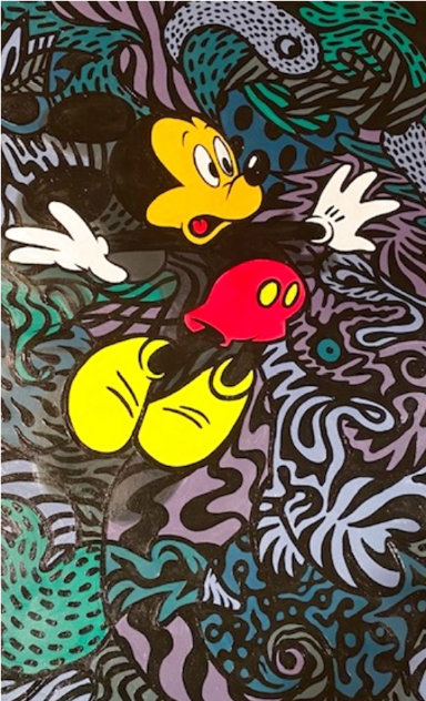 Slipin' the Mouse a Mickey 1990 42x30 Huge EARLY Original Painting by Ron English