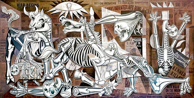 X-ray Division Guernica 2010 60x120 - Huge Mural Size - Signed Twice Original Painting by Ron English