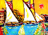 Sailboats at St. Tropez, France Watercolor 2014 21x26 Original Painting by Wayne Ensrud - 0