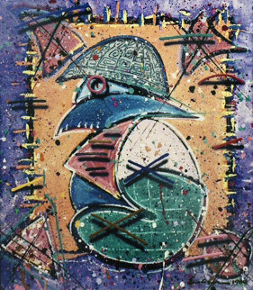 Watching Along the Coast 1989 42x49 Original Painting - Mark Erickson Watching Along the Coast 1989 42x49 Original Painting - Mark Erickson