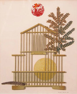 Bird Cage, Feather, Branch and Sun 1963 Limited Edition Print - Max Ernst Bird Cage, Feather, Branch and Sun 1963 Limited Edition Print - Max Ernst