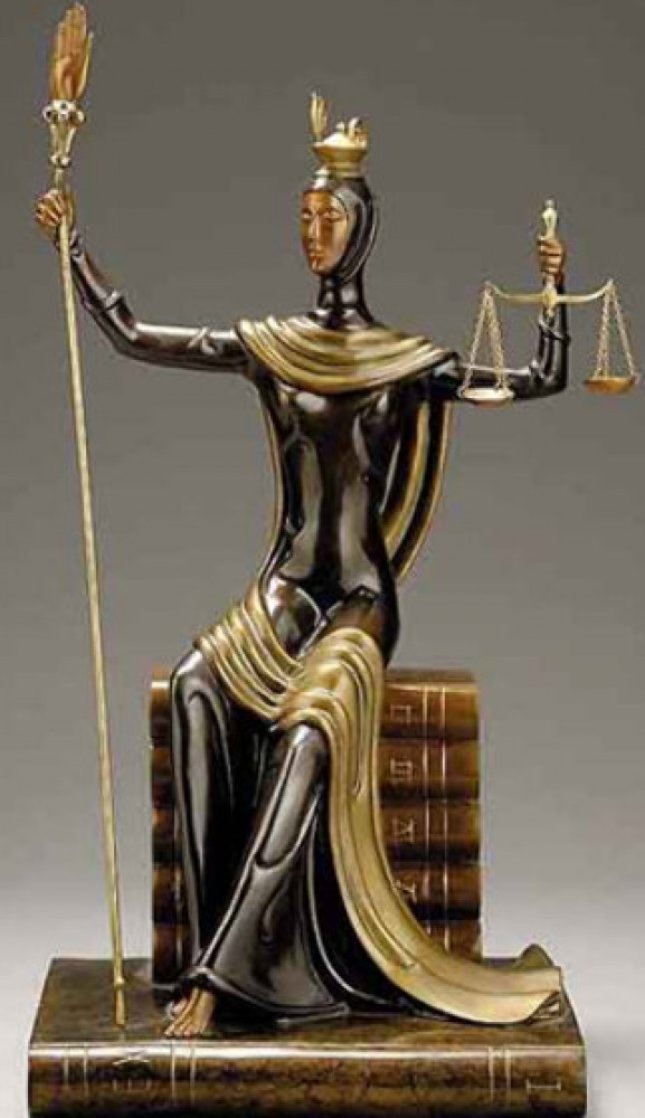 Justice Bronze Sculpture 1984 19 in Sculpture by Erte Justice Bronze Sculpture 1984 19 in Sculpture by Erte