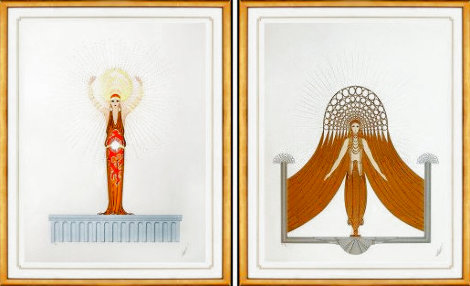 Myth: Diana and Circe 1986 Suite of 2 Embellished Limited Edition Print -  Erte