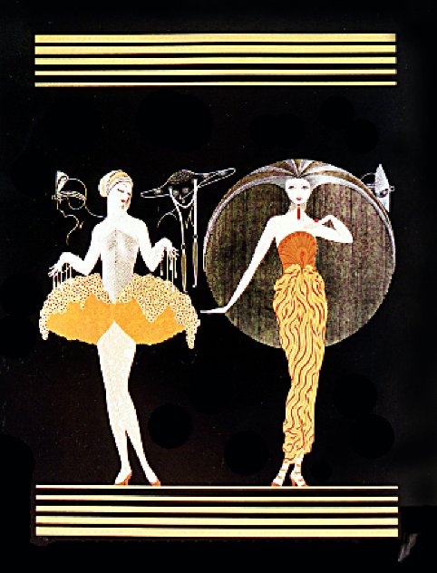 Morning Day/Evening Night - Framed Suite of 2 1986 46x38 Huge Limited Edition Print by  Erte