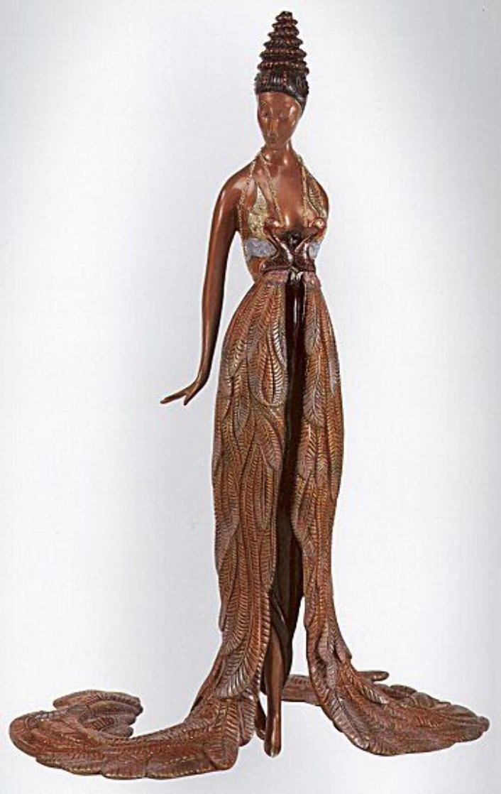 Feather Gown Bronze Sculpture 1990 17 in Sculpture by  Erte