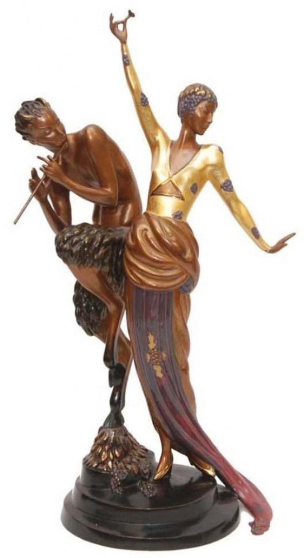 Woman And Satyr Bronze Sculpture 1986 26 in Sculpture by  Erte