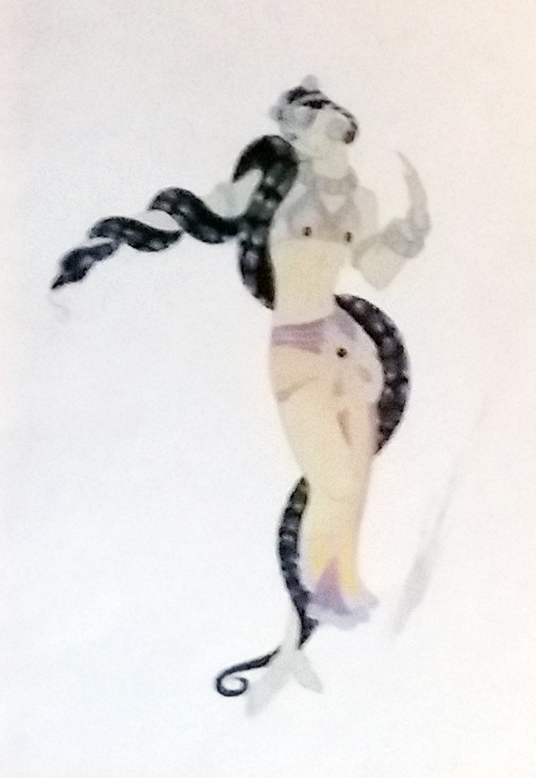 Charmeuse De Serpent 1936 27x32 Original Painting by Erte Charmeuse De Serpent 1936 27x32 Original Painting by Erte
