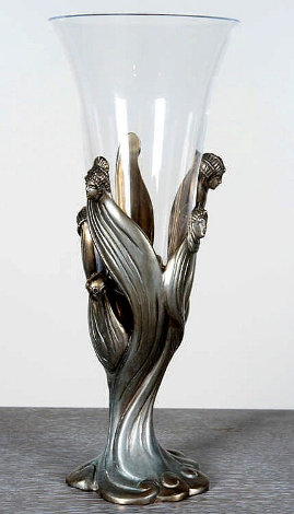 Visage De Femme Bronze and Crystal Chalice 1987 14 in Sculpture -  Erte