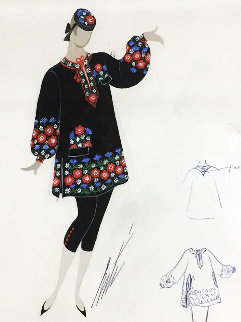 Etude De Costume 1960 18x14 Original Painting - Erte Etude De Costume 1960 18x14 Original Painting - Erte